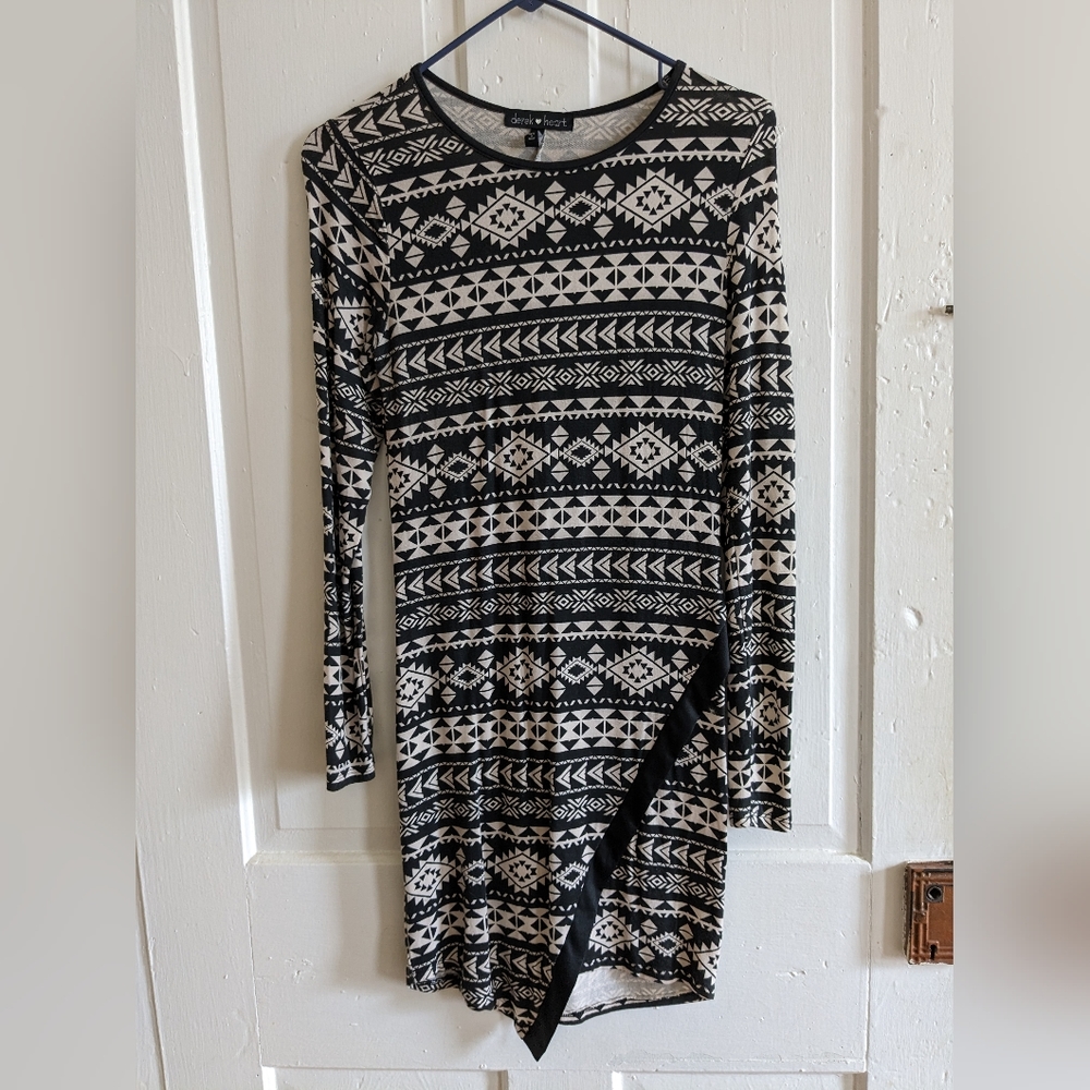 Derek Heart Geometric Print Dress, M